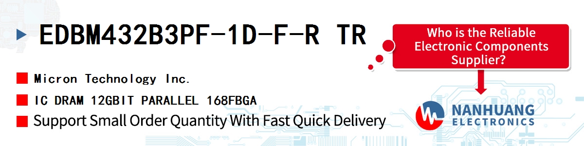 EDBM432B3PF-1D-F-R TR Micron IC DRAM 12GBIT PARALLEL 168FBGA