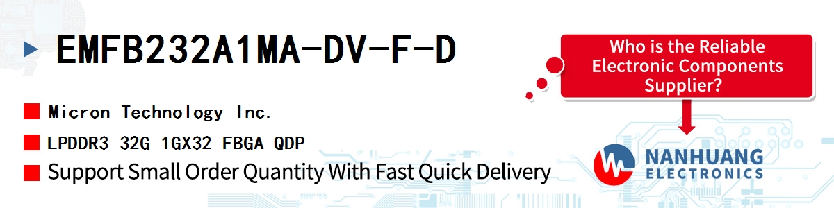 EMFB232A1MA-DV-F-D Micron LPDDR3 32G 1GX32 FBGA QDP