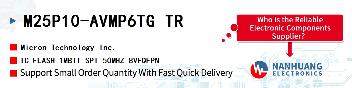 M25P10-AVMP6TG TR Micron IC FLASH 1MBIT SPI 50MHZ 8VFQFPN