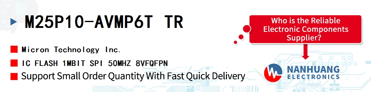 M25P10-AVMP6T TR Micron IC FLASH 1MBIT SPI 50MHZ 8VFQFPN