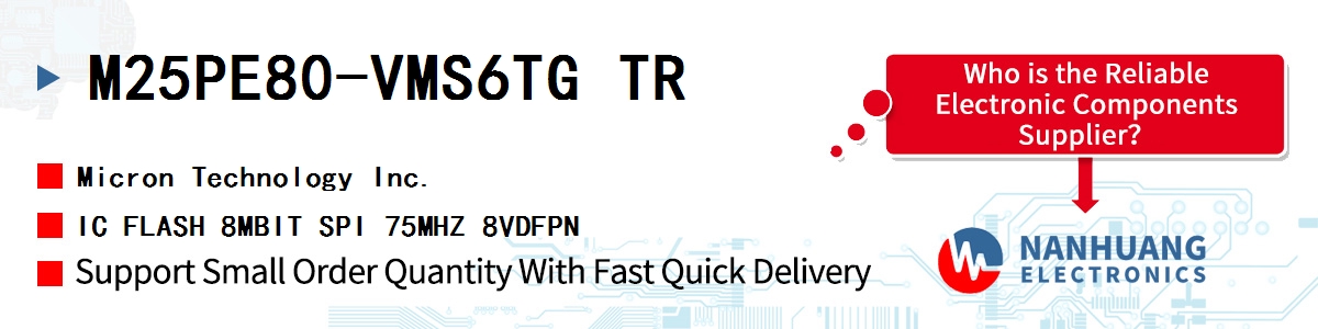 M25PE80-VMS6TG TR Micron IC FLASH 8MBIT SPI 75MHZ 8VDFPN