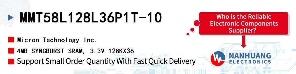 MMT58L128L36P1T-10 Micron 4MB SYNCBURST SRAM, 3.3V 128KX36