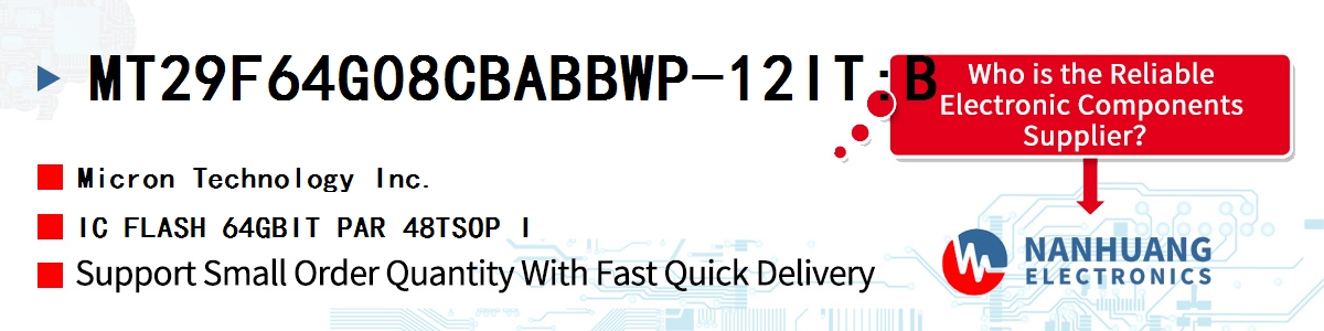 MT29F64G08CBABBWP-12IT:B Micron IC FLASH 64GBIT PAR 48TSOP I
