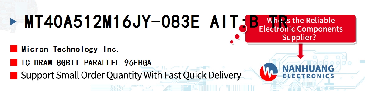MT40A512M16JY-083E AIT:B TR Micron IC DRAM 8GBIT PARALLEL 96FBGA