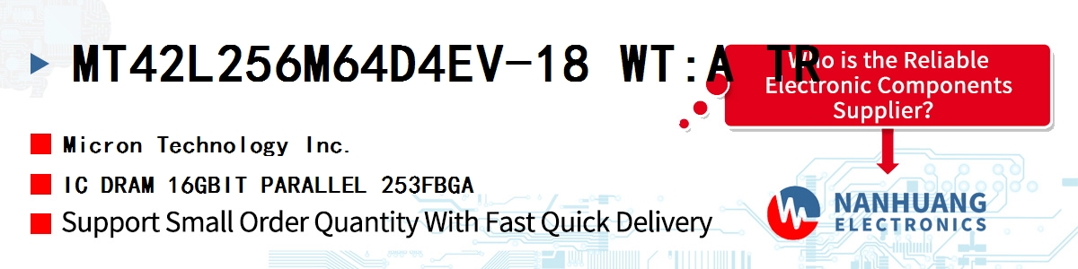 MT42L256M64D4EV-18 WT:A TR Micron IC DRAM 16GBIT PARALLEL 253FBGA