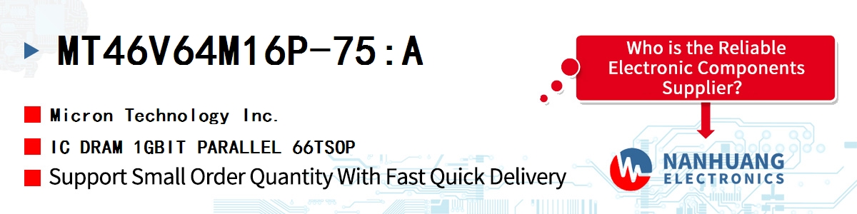 MT46V64M16P-75:A Micron IC DRAM 1GBIT PARALLEL 66TSOP
