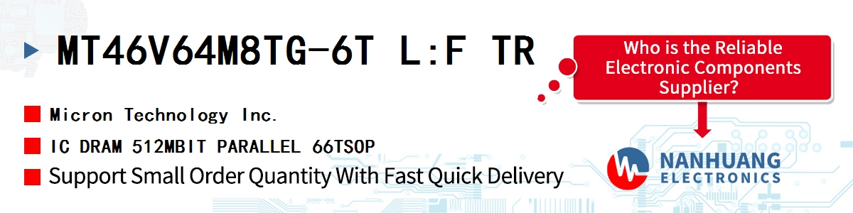 MT46V64M8TG-6T L:F TR Micron IC DRAM 512MBIT PARALLEL 66TSOP