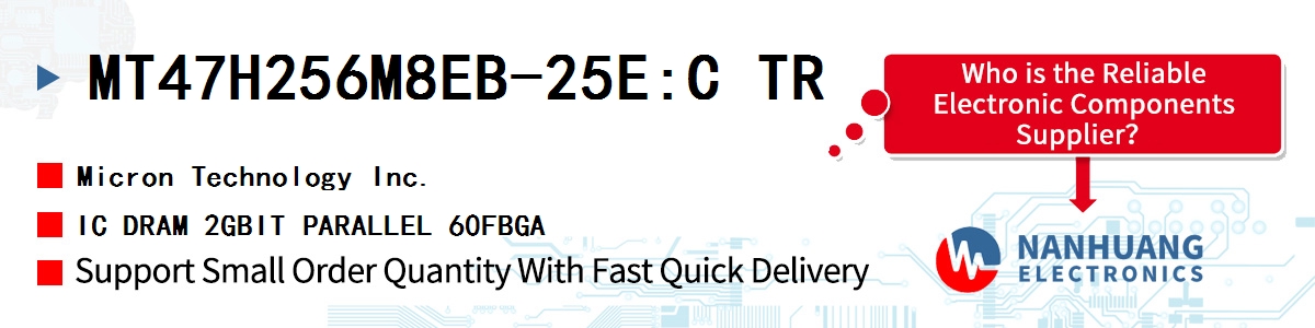 MT47H256M8EB-25E:C TR Micron IC DRAM 2GBIT PARALLEL 60FBGA