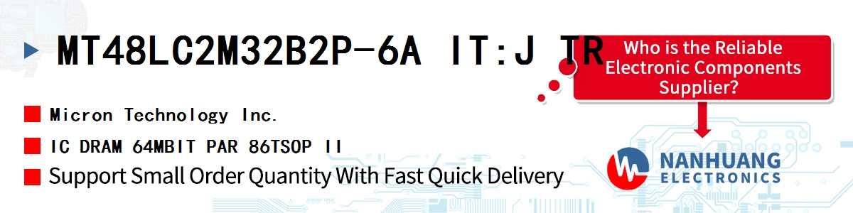 MT48LC2M32B2P-6A IT:J TR Micron IC DRAM 64MBIT PAR 86TSOP II