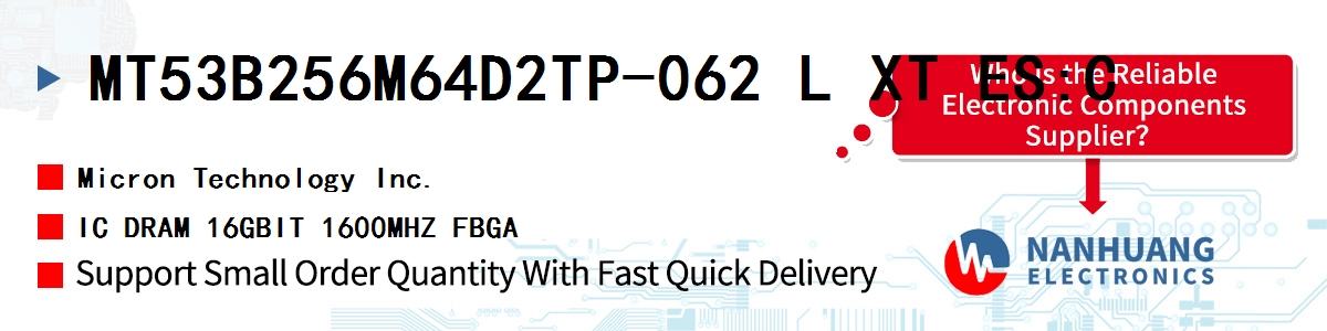 MT53B256M64D2TP-062 L XT ES:C Micron IC DRAM 16GBIT 1600MHZ FBGA