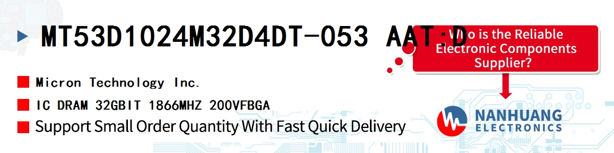 MT53D1024M32D4DT-053 AAT:D Micron IC DRAM 32GBIT 1866MHZ 200VFBGA