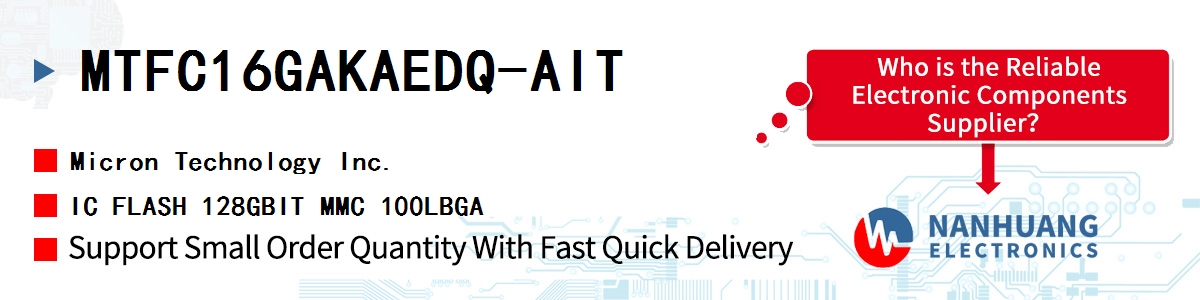 MTFC16GAKAEDQ-AIT Micron IC FLASH 128GBIT MMC 100LBGA