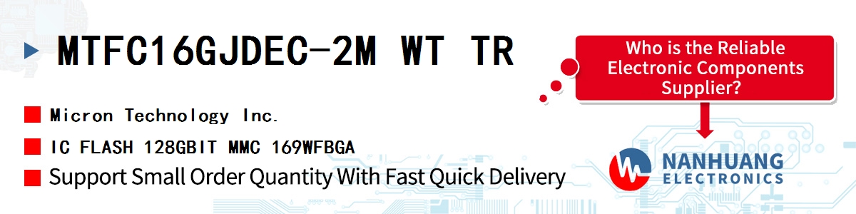 MTFC16GJDEC-2M WT TR Micron IC FLASH 128GBIT MMC 169WFBGA