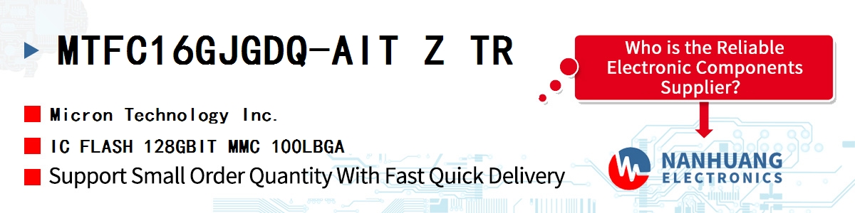 MTFC16GJGDQ-AIT Z TR Micron IC FLASH 128GBIT MMC 100LBGA