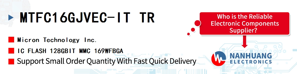 MTFC16GJVEC-IT TR Micron IC FLASH 128GBIT MMC 169WFBGA