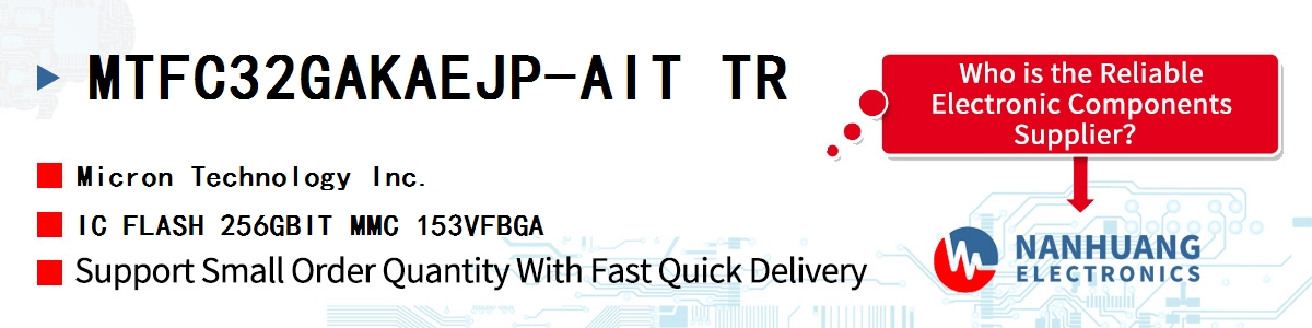 MTFC32GAKAEJP-AIT TR Micron IC FLASH 256GBIT MMC 153VFBGA