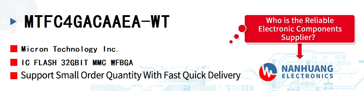 MTFC4GACAAEA-WT Micron IC FLASH 32GBIT MMC WFBGA