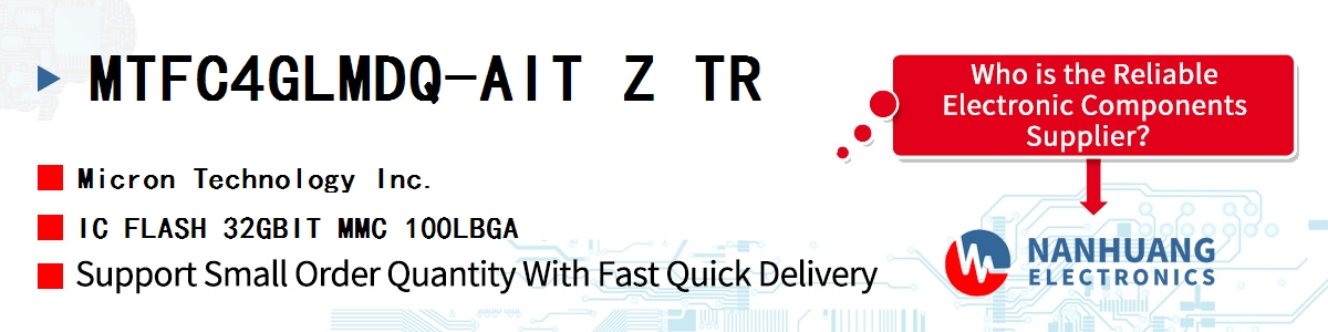 MTFC4GLMDQ-AIT Z TR Micron IC FLASH 32GBIT MMC 100LBGA
