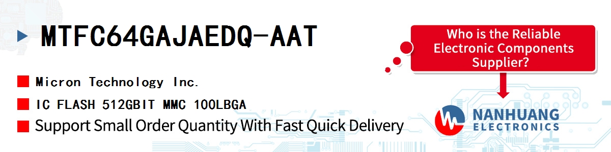 MTFC64GAJAEDQ-AAT Micron IC FLASH 512GBIT MMC 100LBGA