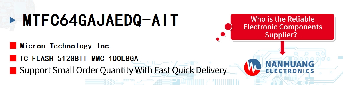 MTFC64GAJAEDQ-AIT Micron IC FLASH 512GBIT MMC 100LBGA