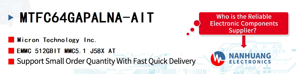 MTFC64GAPALNA-AIT Micron EMMC 512GBIT MMC5.1 J58X AT