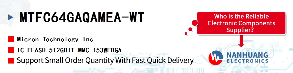 MTFC64GAQAMEA-WT Micron IC FLASH 512GBIT MMC 153WFBGA