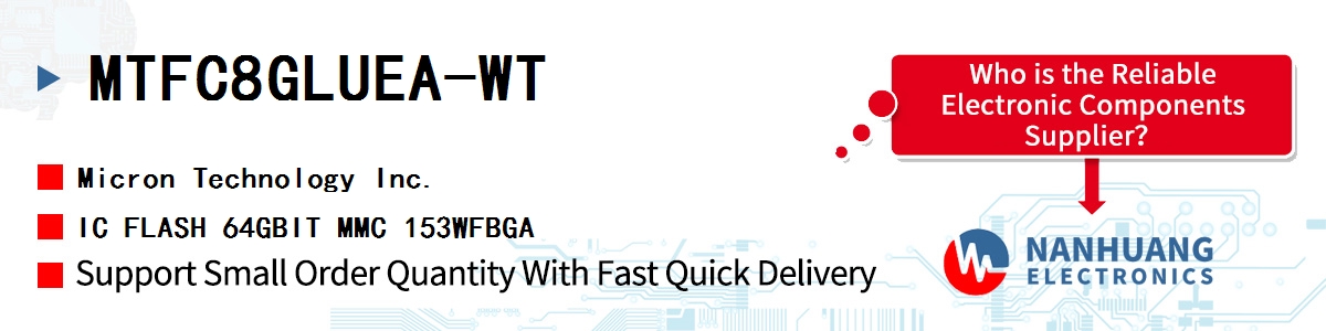 MTFC8GLUEA-WT Micron IC FLASH 64GBIT MMC 153WFBGA