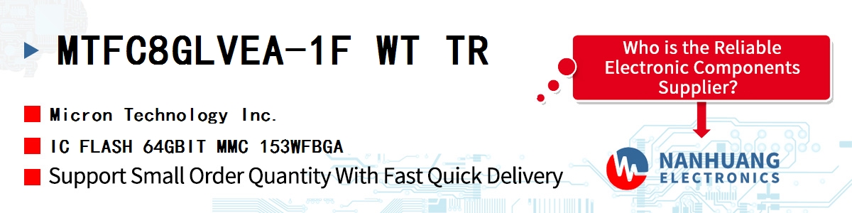 MTFC8GLVEA-1F WT TR Micron IC FLASH 64GBIT MMC 153WFBGA