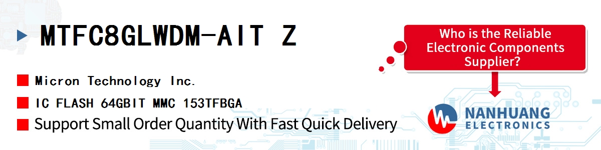 MTFC8GLWDM-AIT Z Micron IC FLASH 64GBIT MMC 153TFBGA
