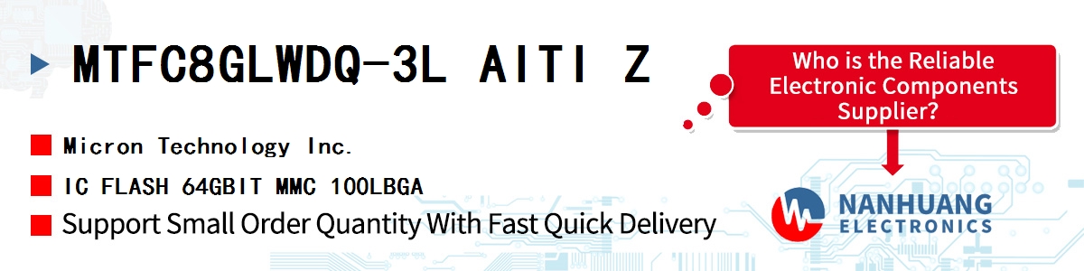 MTFC8GLWDQ-3L AITI Z Micron IC FLASH 64GBIT MMC 100LBGA