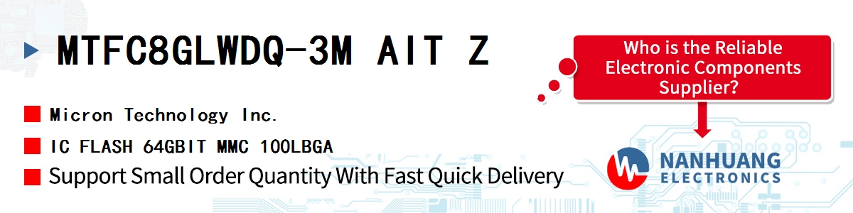 MTFC8GLWDQ-3M AIT Z Micron IC FLASH 64GBIT MMC 100LBGA