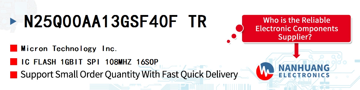 N25Q00AA13GSF40F TR Micron IC FLASH 1GBIT SPI 108MHZ 16SOP