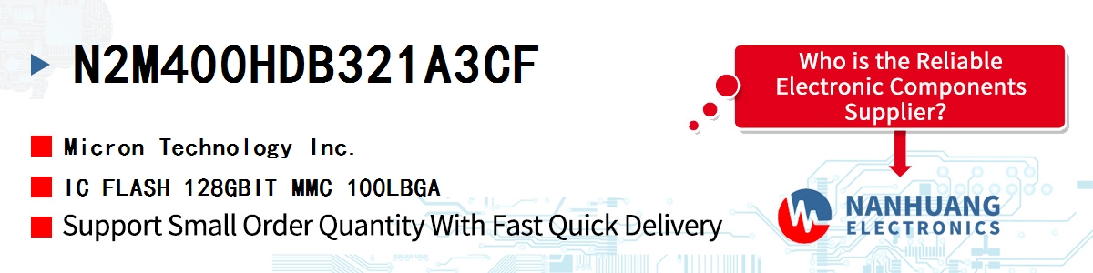 N2M400HDB321A3CF Micron IC FLASH 128GBIT MMC 100LBGA