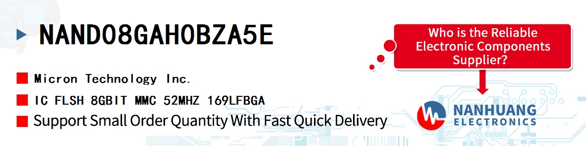 NAND08GAH0BZA5E Micron IC FLSH 8GBIT MMC 52MHZ 169LFBGA